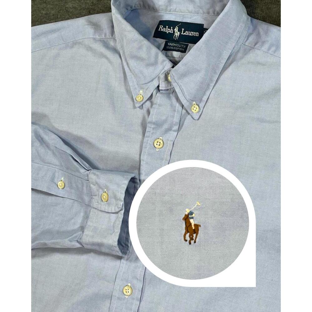 Ralph Lauren Yarmouth Men’s Button-Up Shirt Size 16.5 / 35 with full color pony